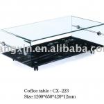 modern glass tea table with wheels CX-223