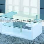 Modern glass top and stainless steel coffee table JY-34