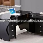 Modern Office furniture Tempered Glass top MDF Executive Desk with Central Locker HX-L031 Executive Desk HX-L031