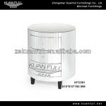 Modern round nightstand with 3 drawers mirror bedroom furniture KFC091