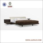 Modern solid wood oak leather bed with bedside MH2803