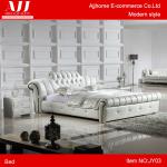 Modern style fashionable white genuine leather 1.8M queen bed JY03 JY03