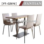 Modern style oblong wooden dining table and chairs with stainless steel legs 4 seats wooden restaurant table sets designs FT-CZ070 Wooden dining table and chairs