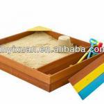 Multipurpose Wooden Sand Pit With color Storage Box &amp; 4 colored setsquares as seat EN021