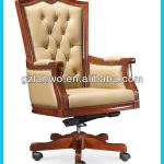 New item with antique design wooden arms leather office chair for sale wooden arms leather office chair-LW99526