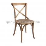 oak wood chair with padded rattan seat CCH-028#