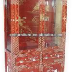 oriental antique reproduction furniture lacquer glass cabinet 179RM