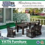 Outdoor big glass dining table with chairs YT605