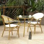 Outdoor furniture Aluminum frame bamboo like coffee dining set/Garden furniture texilene coffee set BZ-SB003