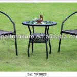 Outdoor Furniture Black Steel Rattan Tempered Glass Tables And Chairs (YPS028) YPS028