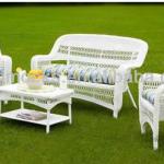 Outdoor PS4S-WHITE Portside Coastal White Wicker Furniture Patio Set BT0100