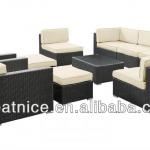 Outdoor Rattan/Wicker Patio 10 Piece Sectional Sofa Set in Espresso with White cushion GN-ST40L