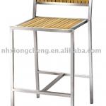 Outdoor Stackable stainless steel and teak bar chair STC001