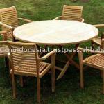 Outdoor Teak Solid Wooden Round Table And Chair Set SET-004