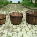 Outdoor wooden flower round box OT 48