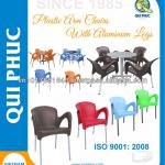 Plastic arm chair, Aluminum legs, suitable for restaurant, cafeteria, garden QP-168