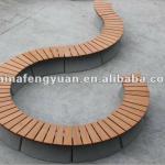 Plastic wood bench (slats and concrete legs), outdoor leisure bench, modern outdoor wood bench FY-002DZ