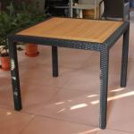 plastic wood top rattan frame patio table CH-T075