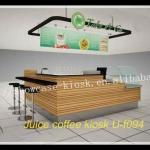 Plywood formica green color food kiosk with spotlights to sale coffee and juice in malls U-f-094