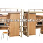 Popular design dormitory metal bed with desk and wardrobe for each bed/Metal bunk bed for college and university XTLZ816