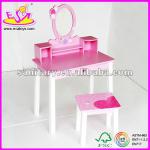 Popular wooden girl dresser with mirror, including table and chair W08H002