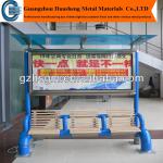 prefab outdoor waiting shelter with bench,stainless steel patio bench with ad light box HS-OB010