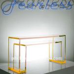 PW-936 Elegant Yellow Plexiglass Office Desk,Luxury Plexiglass Table,Customize Perspex Desk for Working PW-936