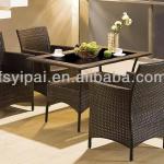 rattan aluminium garden chairs outdoor table glass YPS057