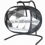 Rattan egg shape hanging chair with steel frame, UV protected, waterproof cushion KF-PatioSwing-004