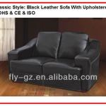 Reclining Black Leather Sofa With Upholstered OF-75