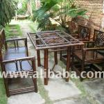 Rectang bamboo table with 2 arm chair, two seater chair (sofa, bed, dining sets, furniture, bar, gazebo, stools, arm, lounge) GB-12013