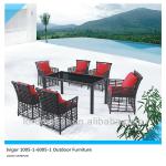 Red Cushion with Black Round Rattan Outdoor Furniture 1005-1-6005-1 1005-1-6005-1