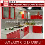 Red high glossy PVC Kitchen furniture cabinet MDK1302