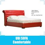 Red leather double bed #8921 8921