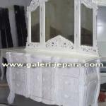 Rococo Dressing Table with Butterfly Mirror - Antique Reproduction White Furniture DM 001