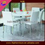 Round high gloss MDF and metal dining table SDT-287 SDT-287