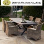 round oak wood dining table and chair with umbrella AR-0133