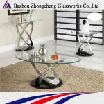 round shape silver glass coffee table ZKX001