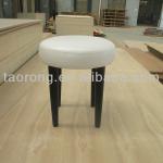 Round white leather wood leg stool OT-120 OT-120