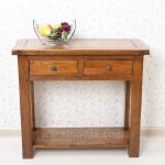 Rustic Solid Oak Wall Console Table with 2 Drawers D004