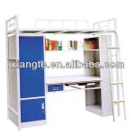 school double metal frame bunk bed with desk and wardrobe/bunk bed unit for hostel/apartment MB018-XT