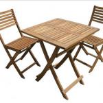 Set of 1 Square Table and 2 Folding chairs in oil finishing, PU finishing FWT_203.03 &amp;  WCF_087.01