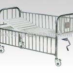 Single shake child bed with stainless steel bed head and side rail A-74