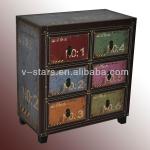 SJ-VS2123 Shabby chic leather 6-drawer cabinet SJ-VS2123