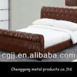 sleigh leather bed frame ,nice design sleigh leather bed CG-LBD028