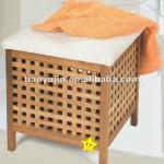 solid walnut wooden storage stool,oiled finished walnut, with cotton/canvas/pu seat,KD 12008-1