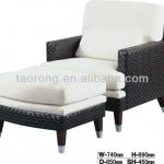 Solid wood leg rattan frame single sofa with stool for terrace TR2750 TR2750