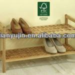 solid wooden stackable 2 tier shoe shelf,shoe rack, walnut oiled 11001