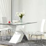 Special Shape Wood Tempered Glass Dining Table Set /Transparent Glass Dining Table Set(FOH-1609) FOH-1609