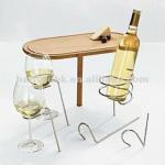 Stick Wood Table with Wine Bottle and Glass Holders OCA03